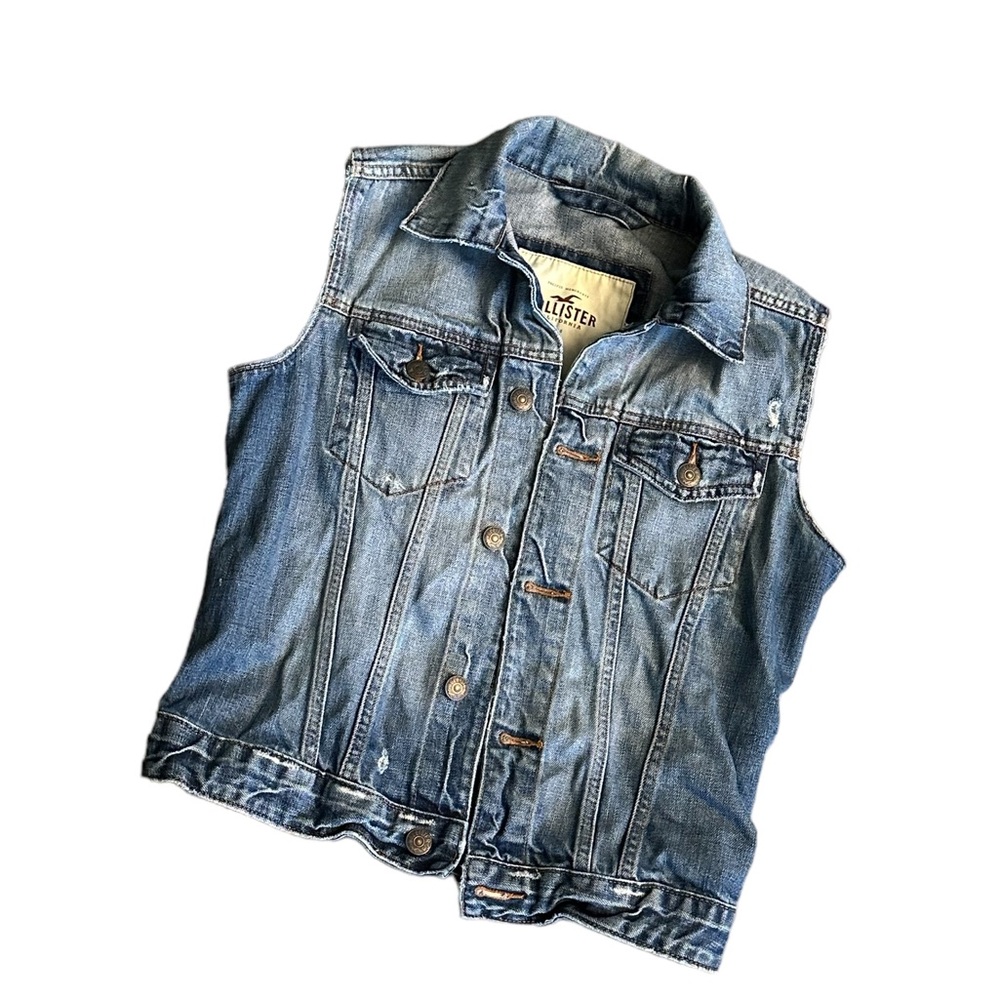 Hollister Light Blue Denim Vest - Picture 2 of 7